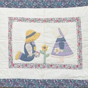 Vintage Handmade Sunbonnet Sue Quilted Pillow Case Sham Patchwork Farmhouse